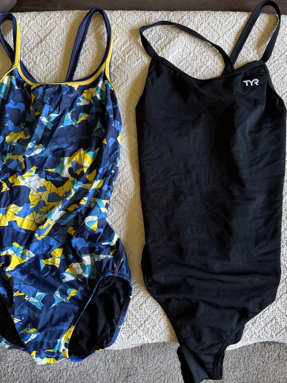 Dolfin Women's Navy, Yellow & Black One-Piece Swim Suits